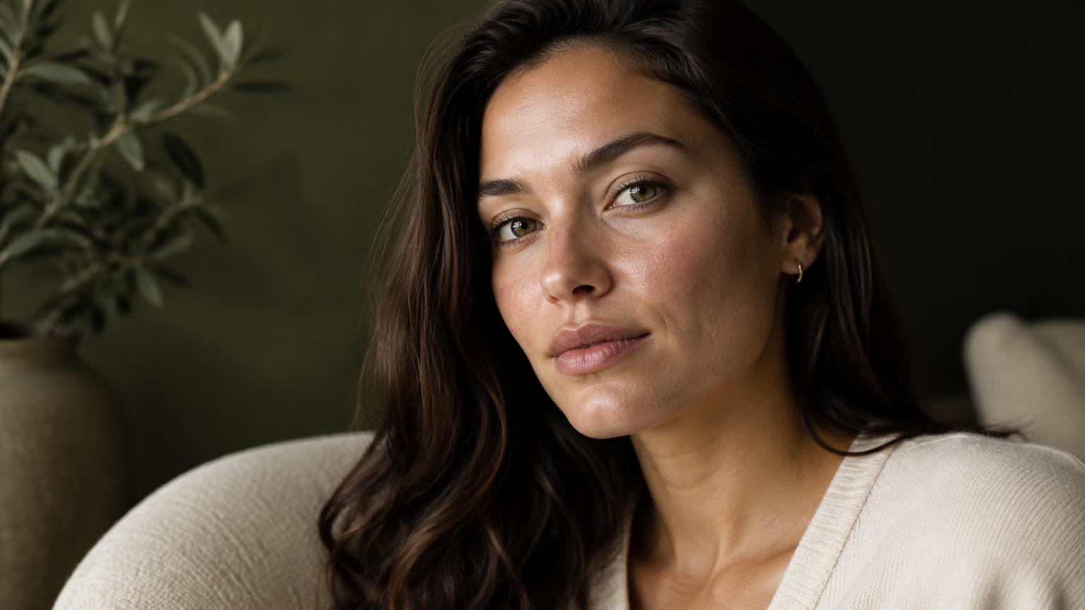 Close portrait showing realistic uneven skin tone and natural texture
